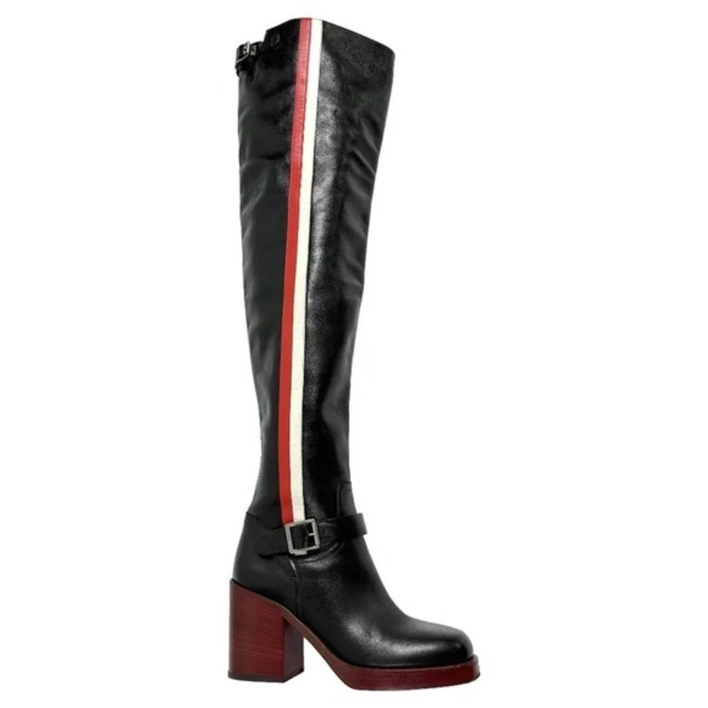 Christian Dior Diorider Over Knee Boots Black Leather FW2018 Runway EU 38